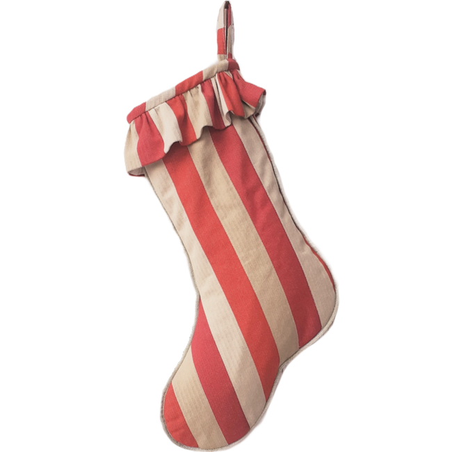 chaussette de noel lin rayures rouges